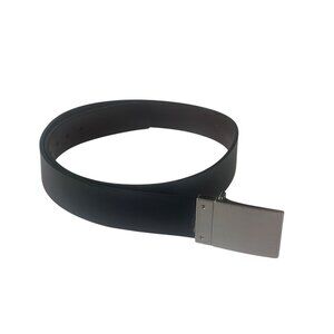 Banana Republic Leather Belt Mens Black Silver Buckle 36"